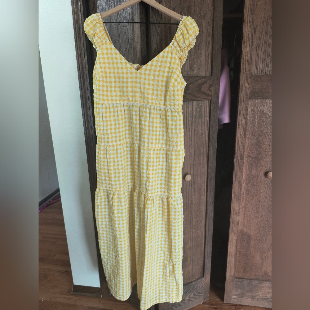 Yellow & White Gingham Maxi Dress